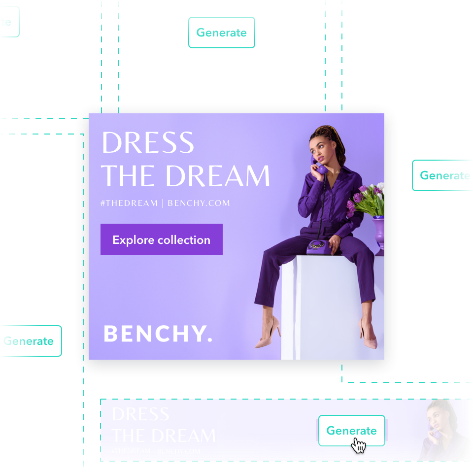 Automatically generate all ad sizes for any channel from your master creative, with the smart algorithm