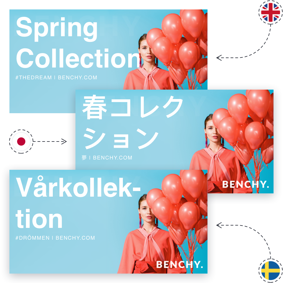 Easily create multiple versions and localize your creatives.