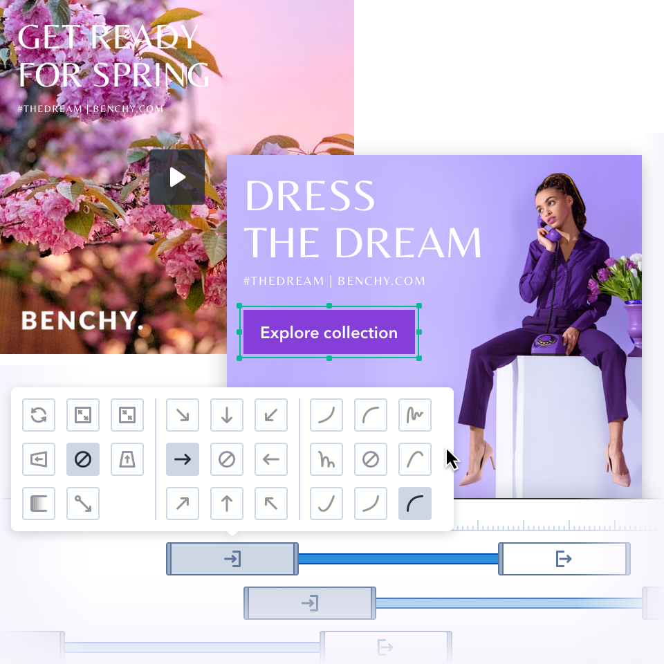Create animated HTML5, video and dynamic ads without any coding skills. Discover Bannerwise's intuitive drag-and-drop editor.